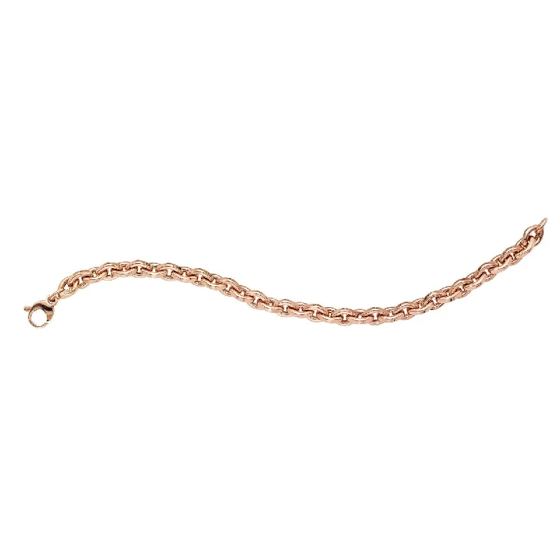 14K Rose Gold 7.25" Diamond Facet Rolo Chain Bracelet PRC9739-0725