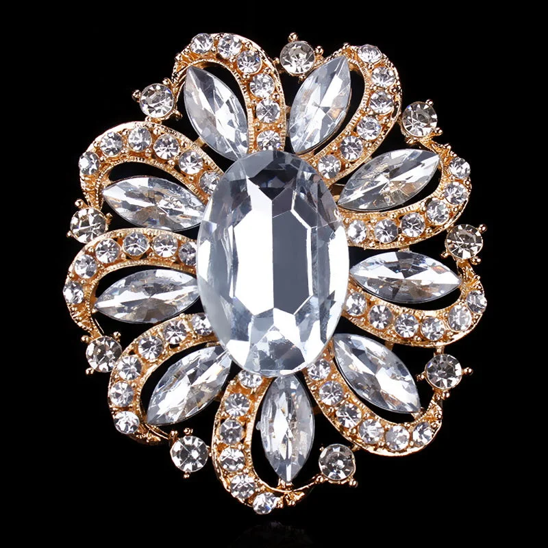 Brooch Large Pin Rhinestone Crystal BR-989