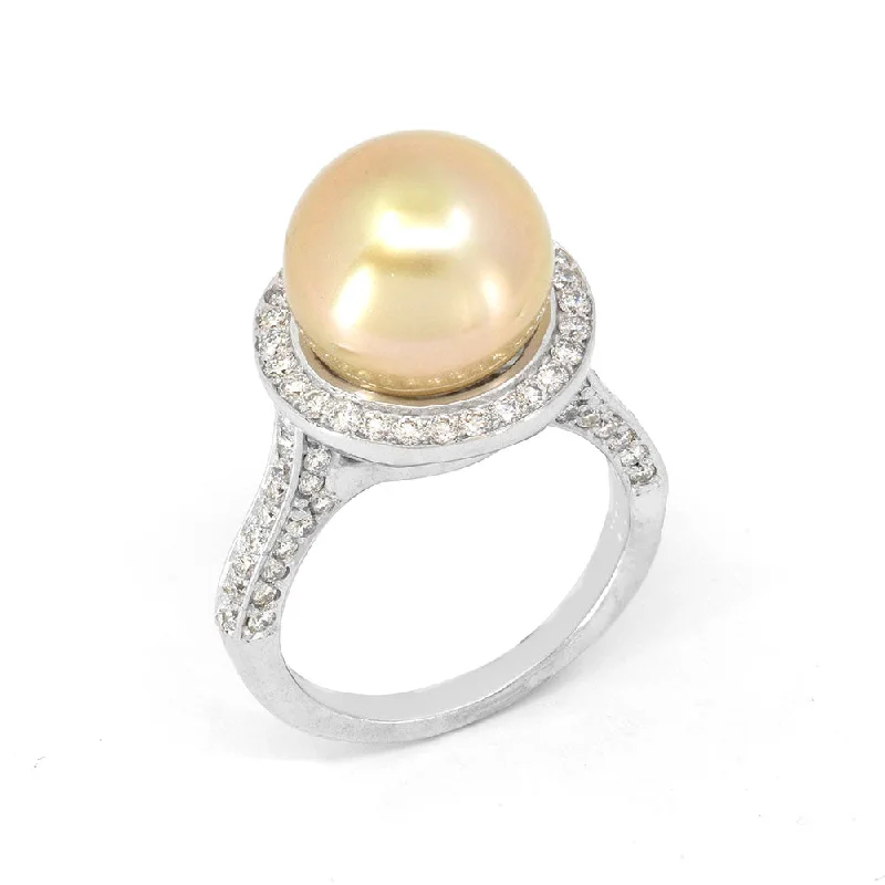 Golden South-Sea Halo Pearl Ring