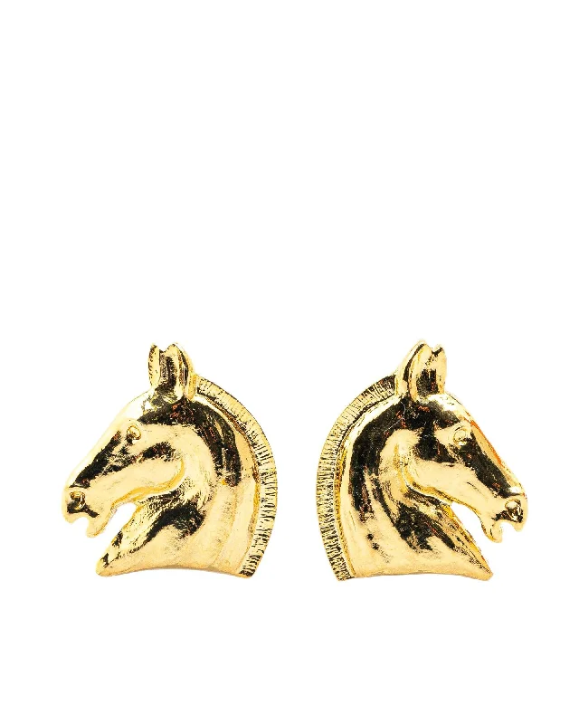 Gold Plated Clip-On Cheval Earrings